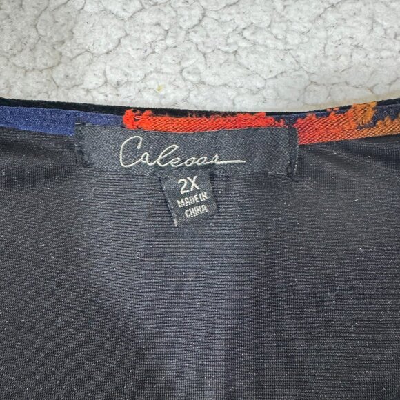 Calessa Womens Black Velvet Embroidered Tunic Top Size 2X Whimsigoth Fairy Boho - Picture 5 of 6